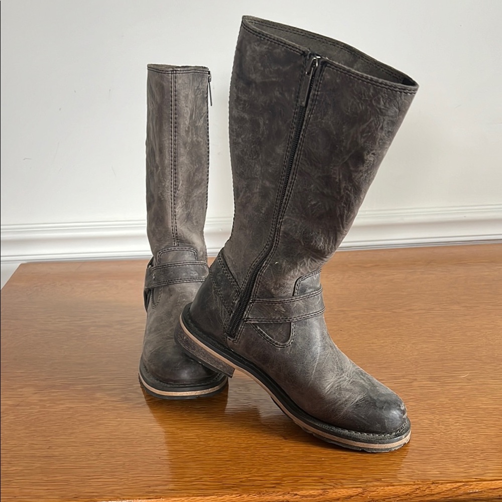 Women's Salley Leather Riding Boots - Dark grey
